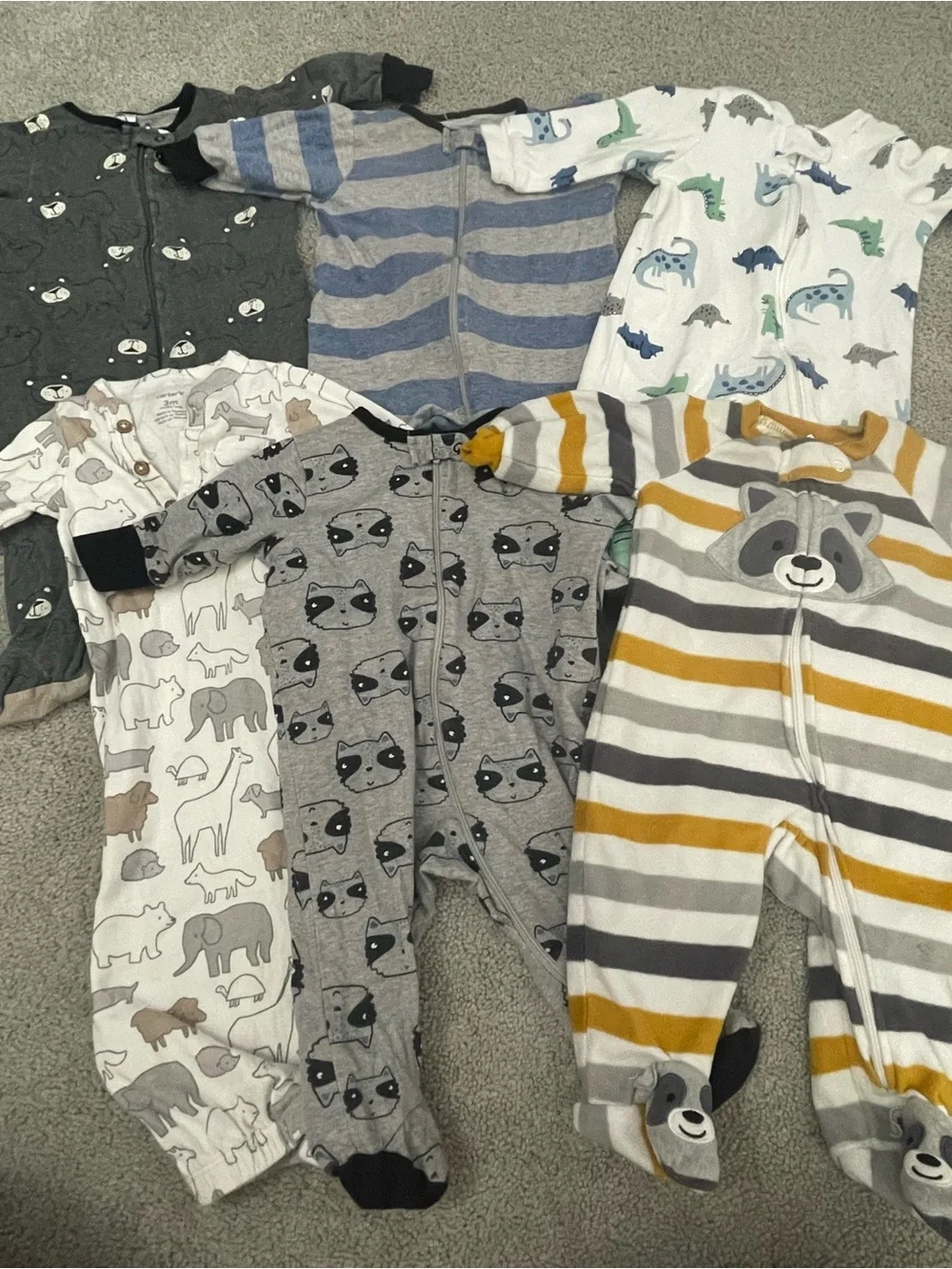 Gray and White Stripe Raccoon One-Piece - Kids
